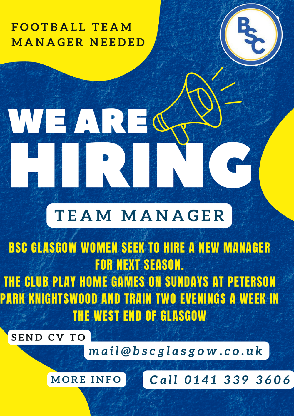 Head coach and manager wanted Image