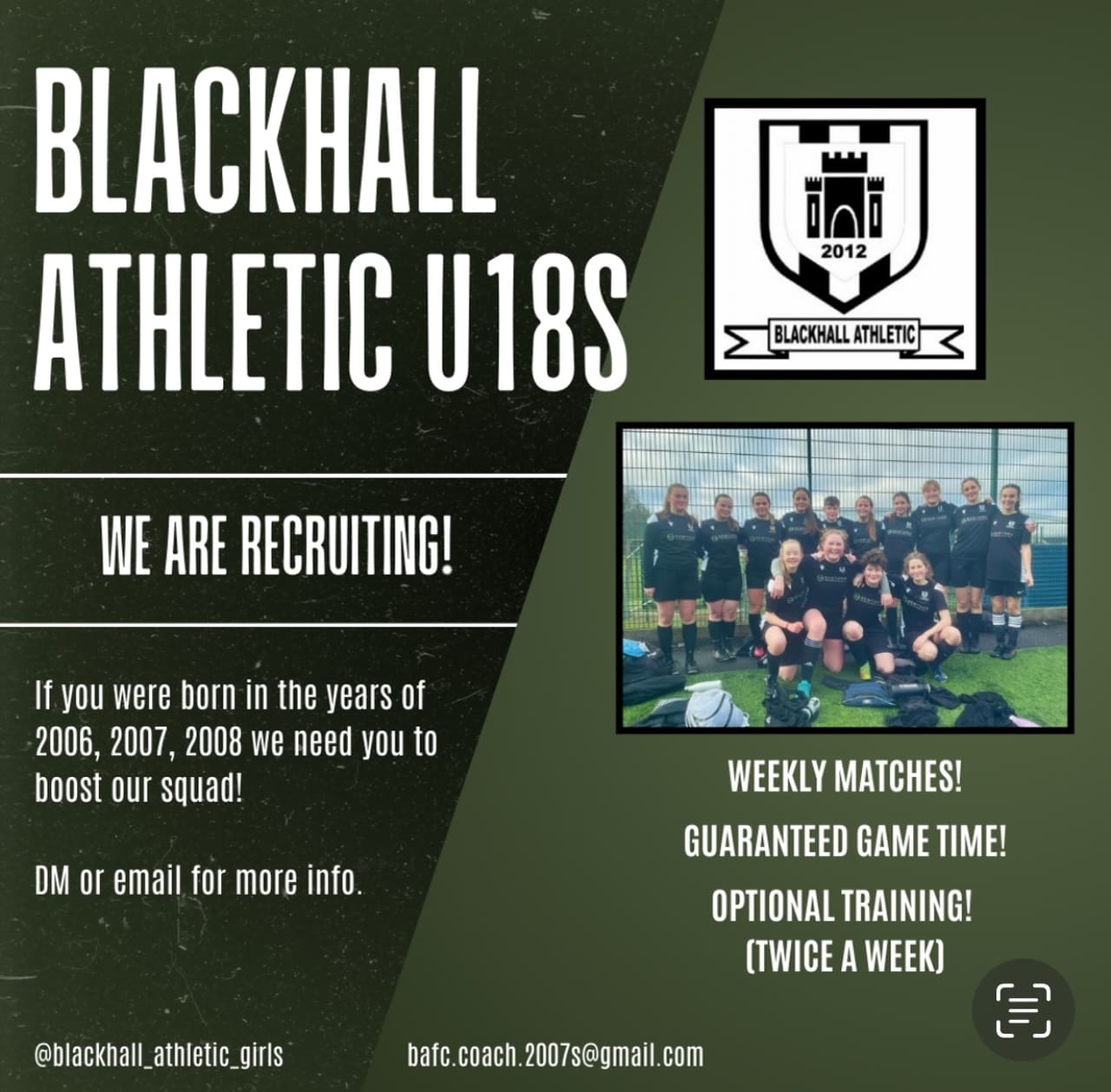 Blackhall Athletic u18s - Players needed Image