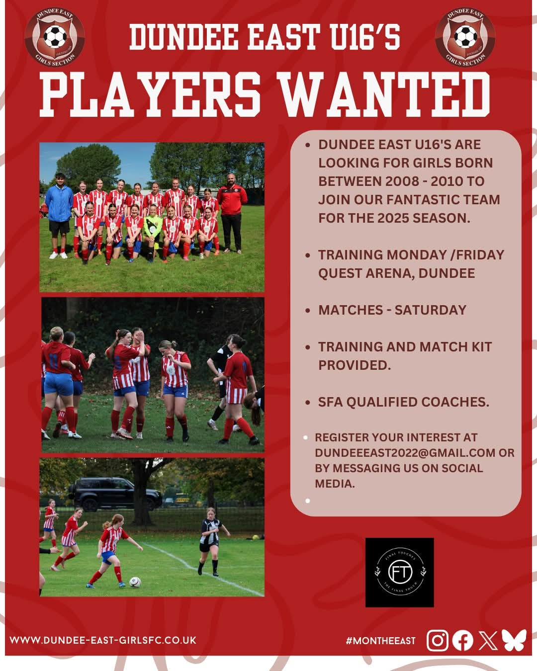 Dundee East U16s Players Wanted Image