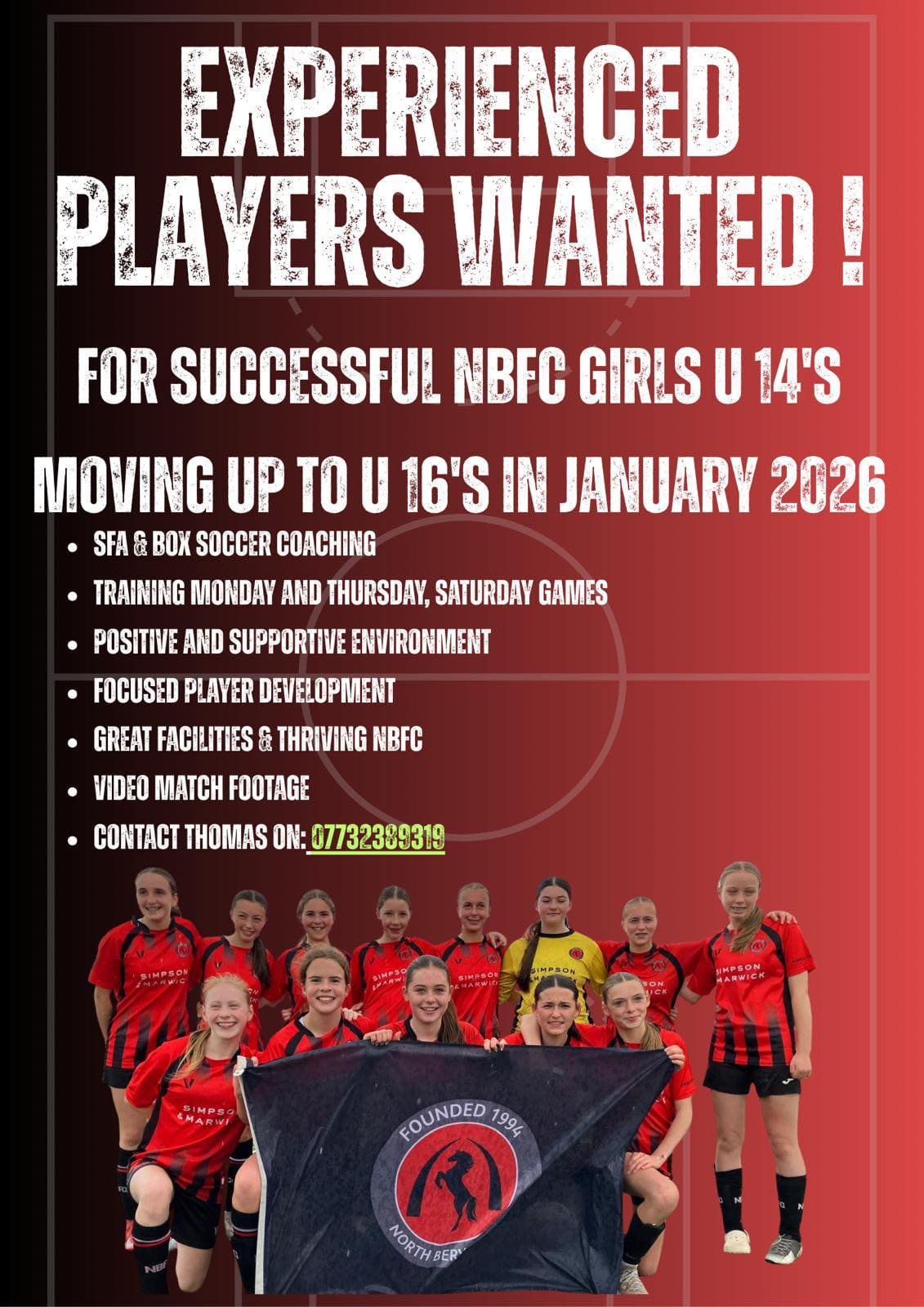 North Berwick FC U14 Girls recruitment Image