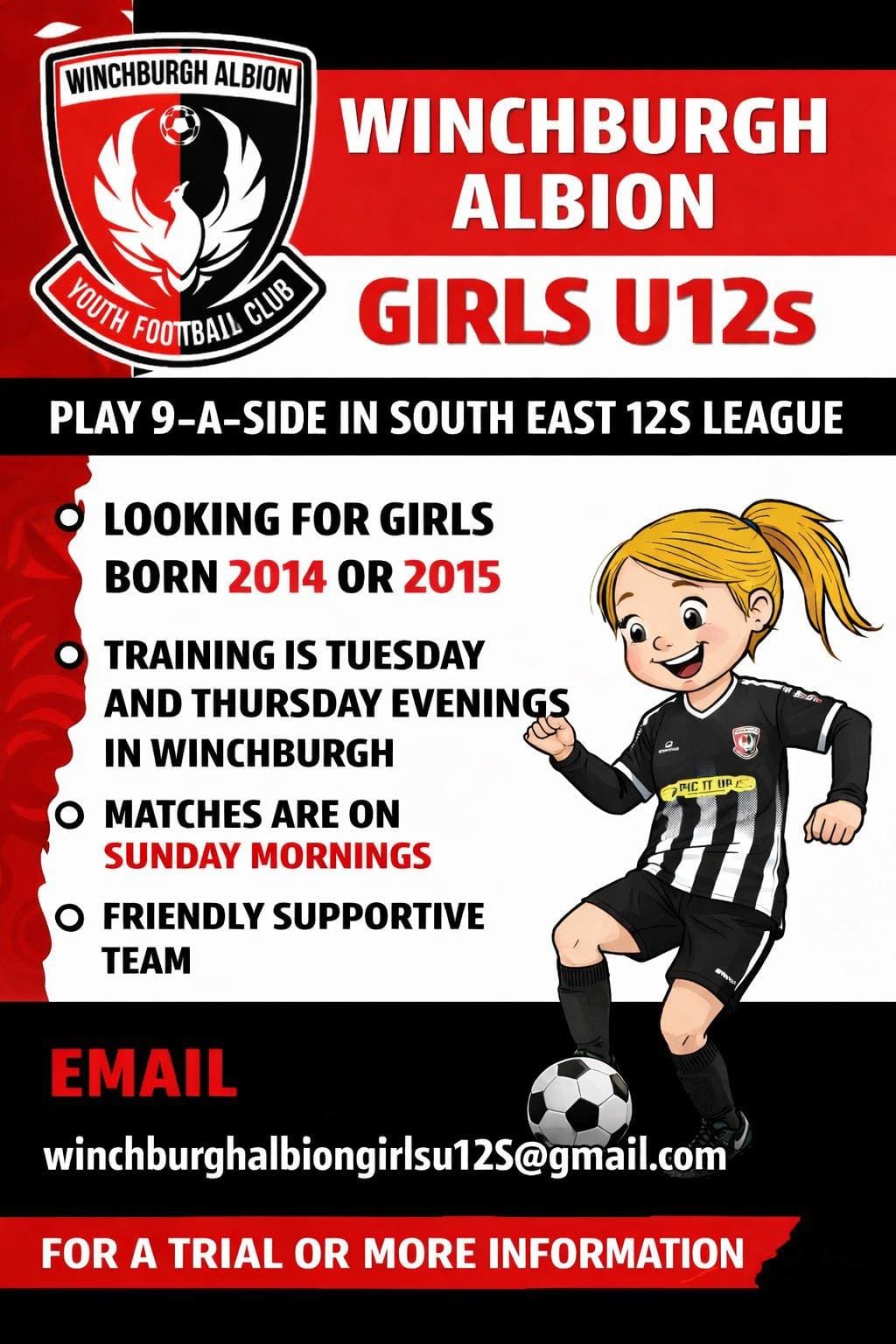 Winchburgh Albion Girls U12s – 2014 & 2015 Players Wanted Image